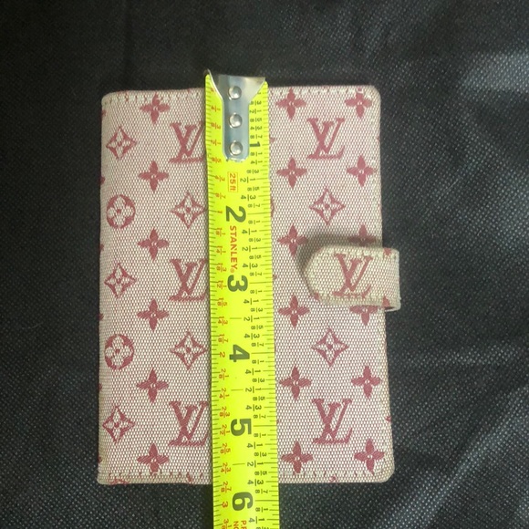 LOUIS VUITTON Mini Lin Red Agenda Binder Passport Holder Credit Card Wallet AUTH - Picture 16 of 17